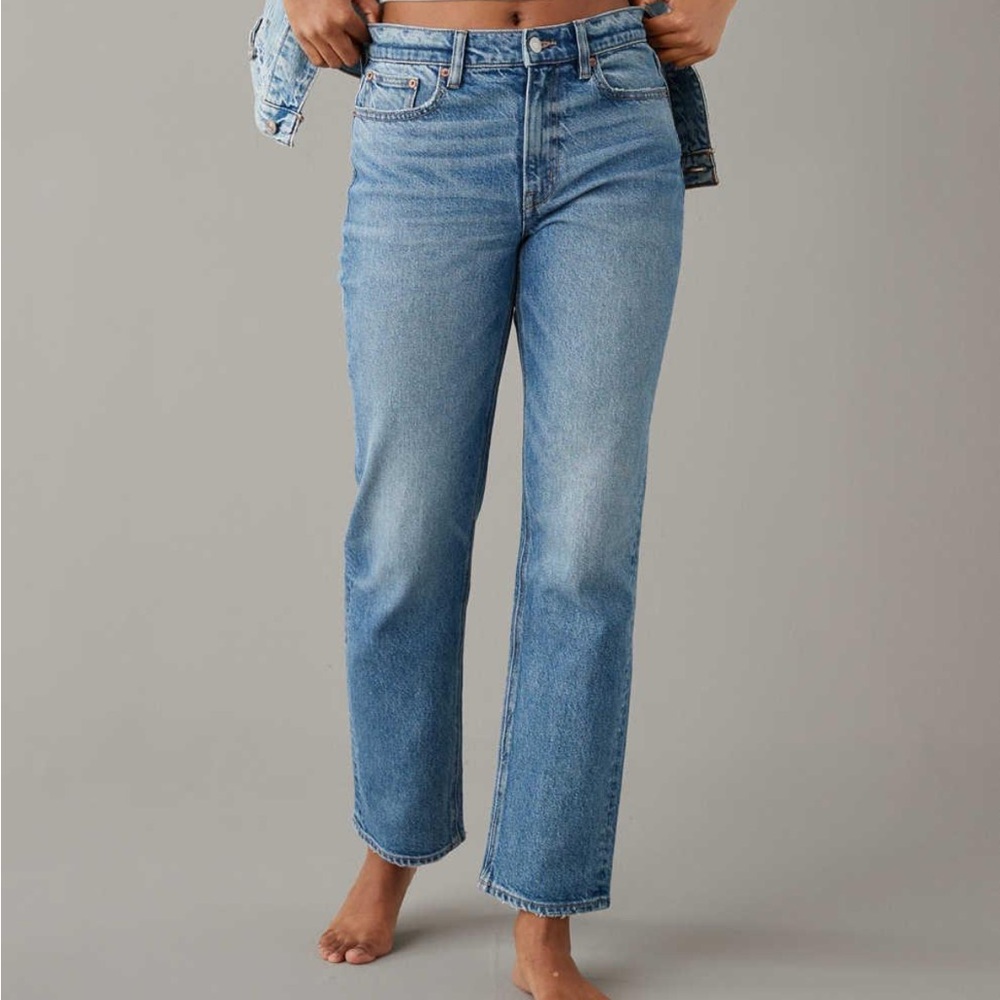 American Eagle Stretch Super High-Waisted Ankle Straight Jean